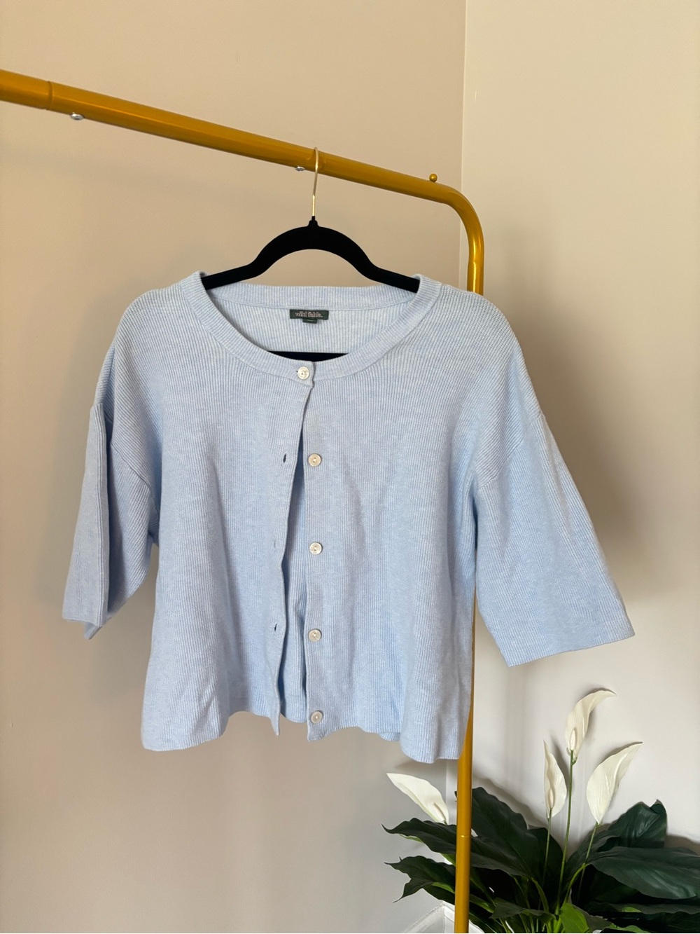wild fable Women's Short Sleeve Button Down Crewneck Cardigan